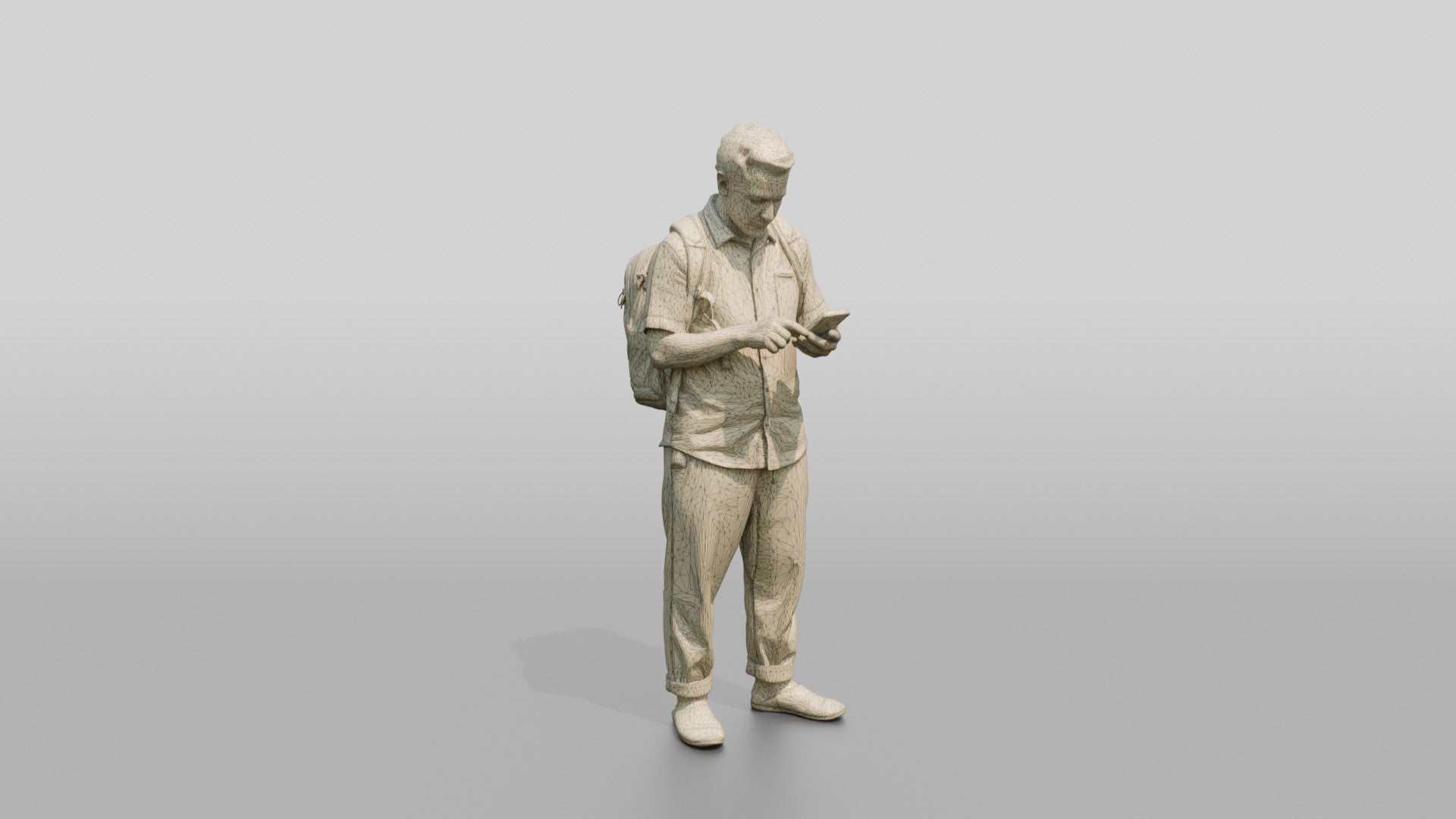 African Man with a Backpack Checking His Phone