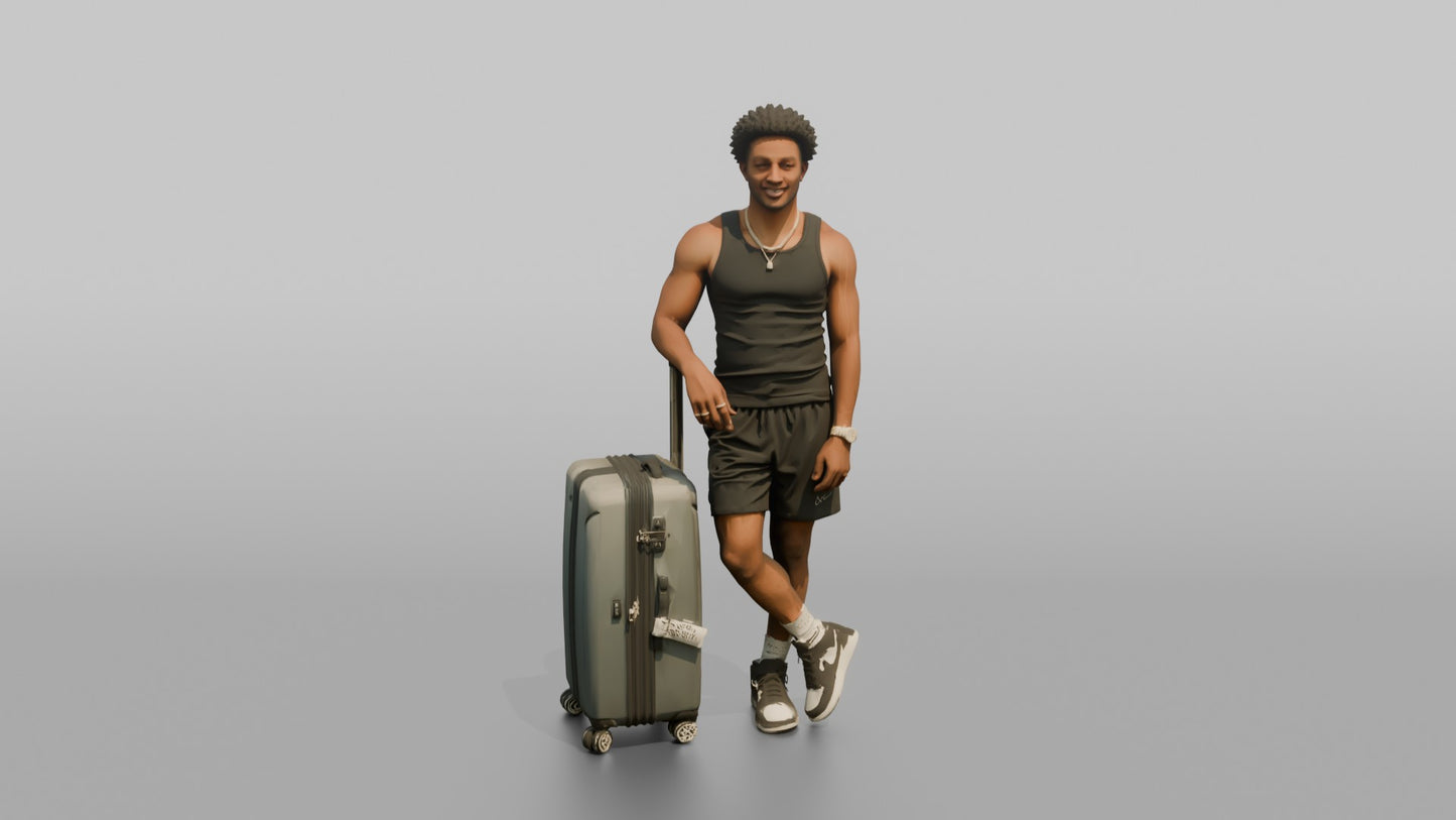 Vacationer Wearing Sleek Black Tank Top