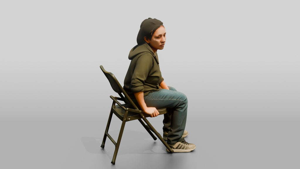 Homeless Woman Looking Off-balance and Sitting Heavily
