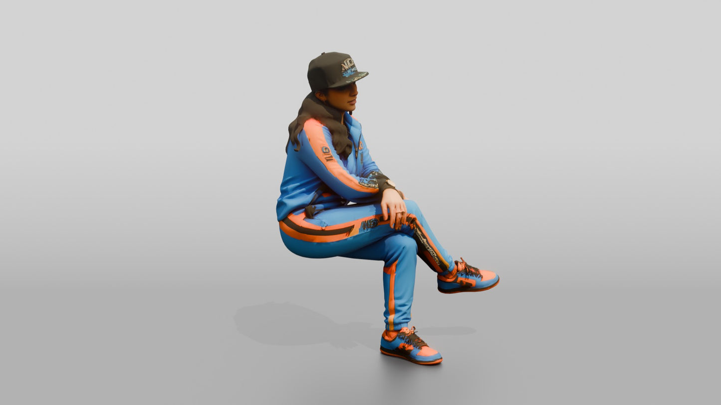 Latina Woman in Streetwear Tracksuit