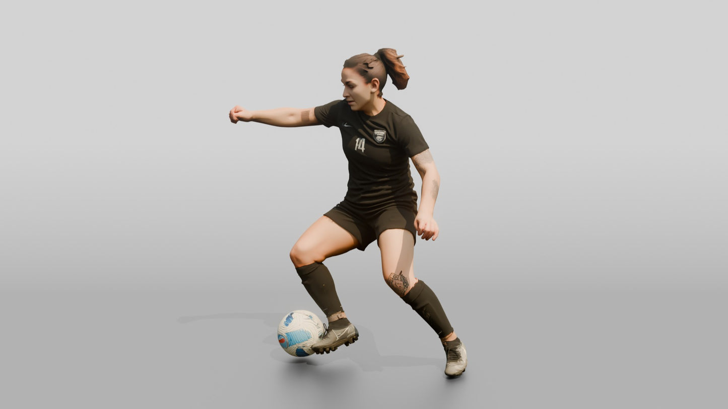Soccer Player Shielding Ball on Sideline