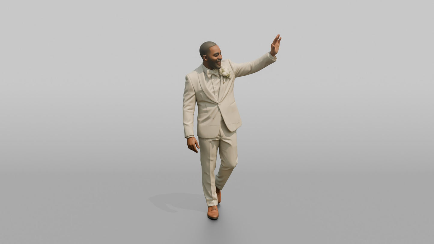 Black Groom High-Fiving an Invisible Guest
