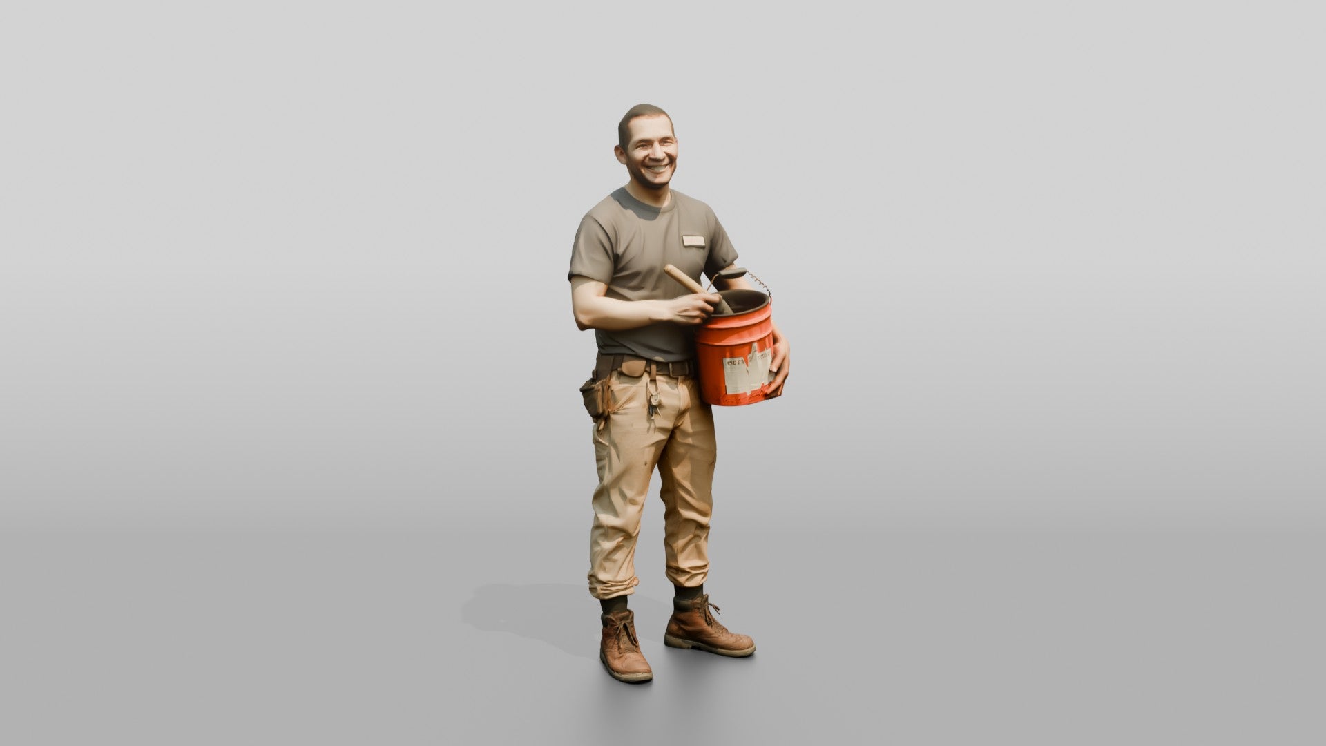 Mechanic Holding a Grease Bucket