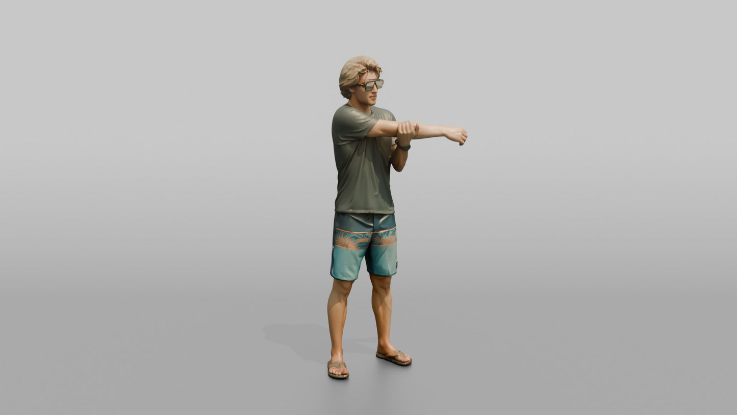 Surfer Stretching Before Heading Out