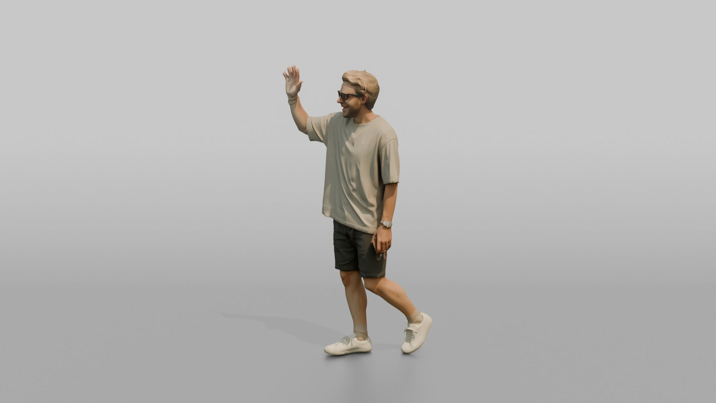 Scandinavian Man Waving to a Friend