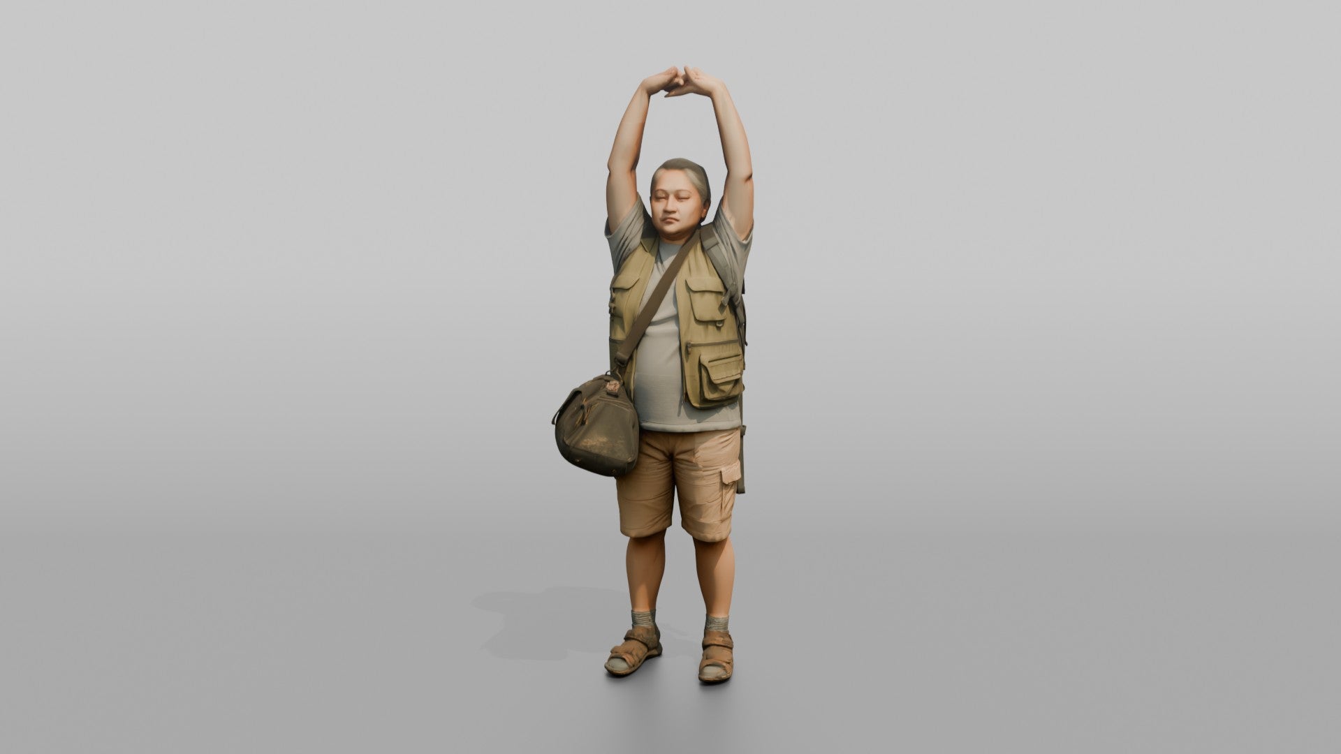 Traveler Stretching After A Long Flight