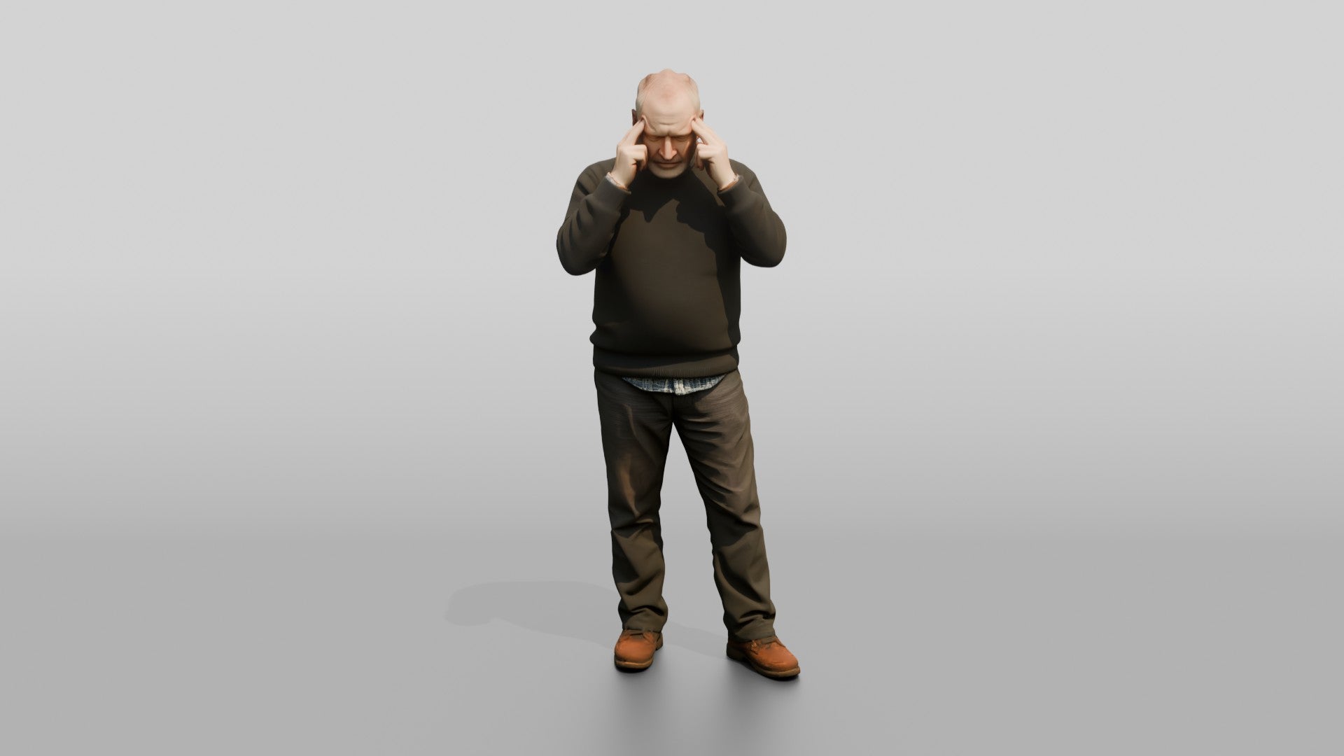 Homeless Man Looking Thoughtful While Rubbing His Temples
