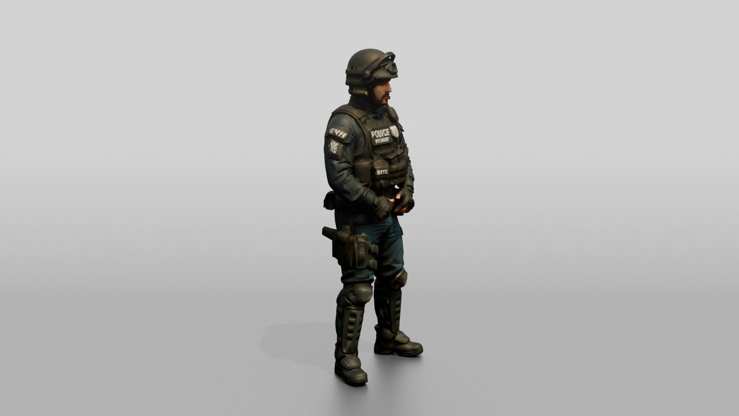 Riot Police Officers Standing in Gear