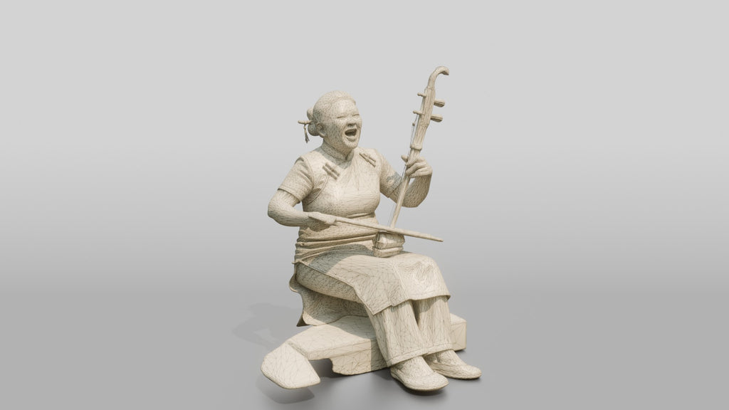 Chinese Woman in Qipao Playing Erhu