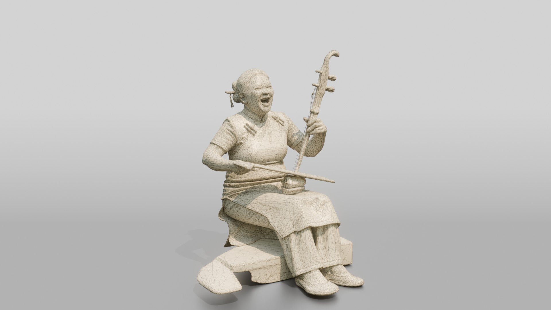 Chinese Woman in Qipao Playing Erhu