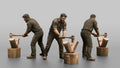 Farmer Swinging Heavy Splitting Maul Into Firewood