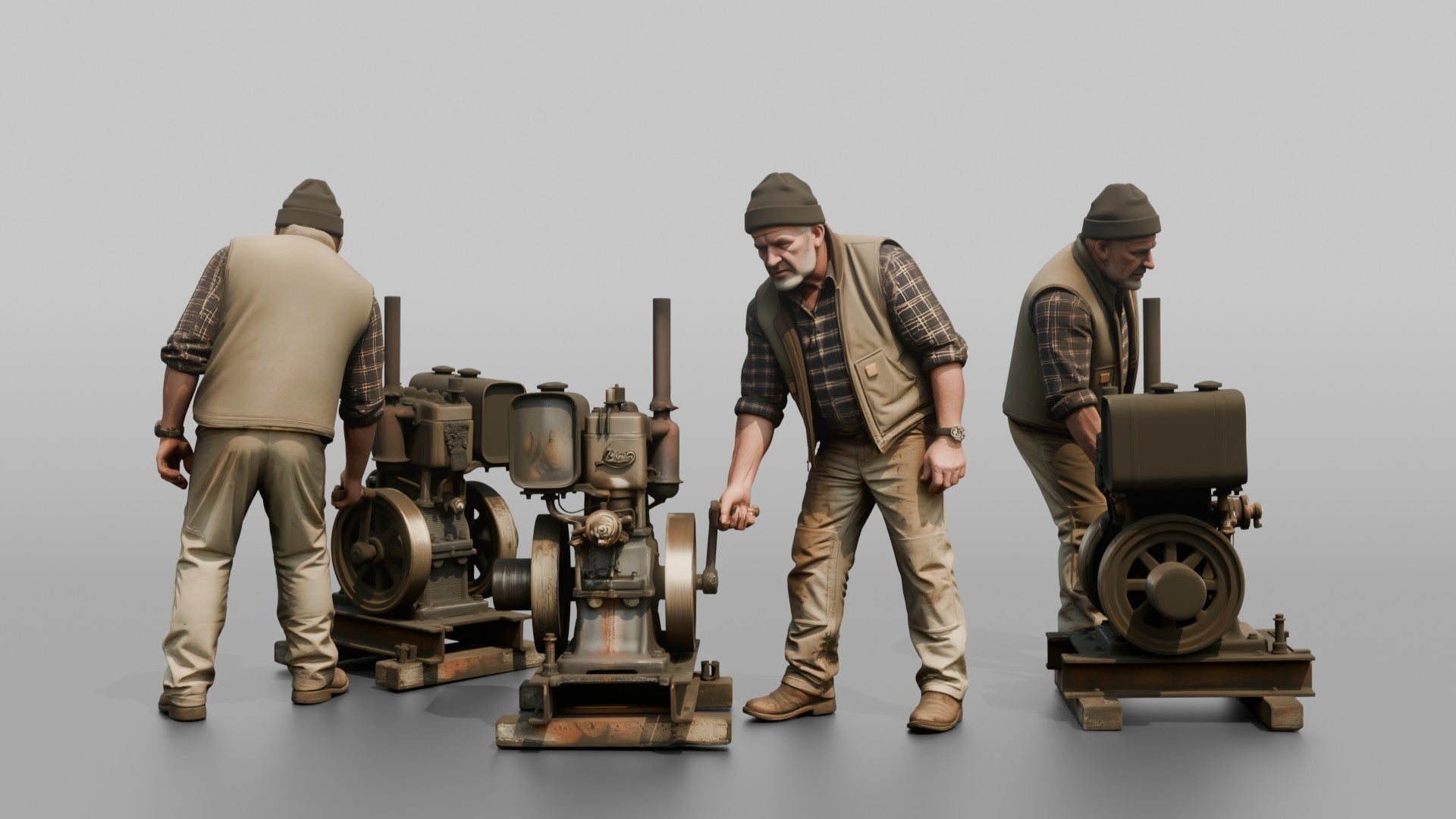 Farmer Starting Older Utility Engine