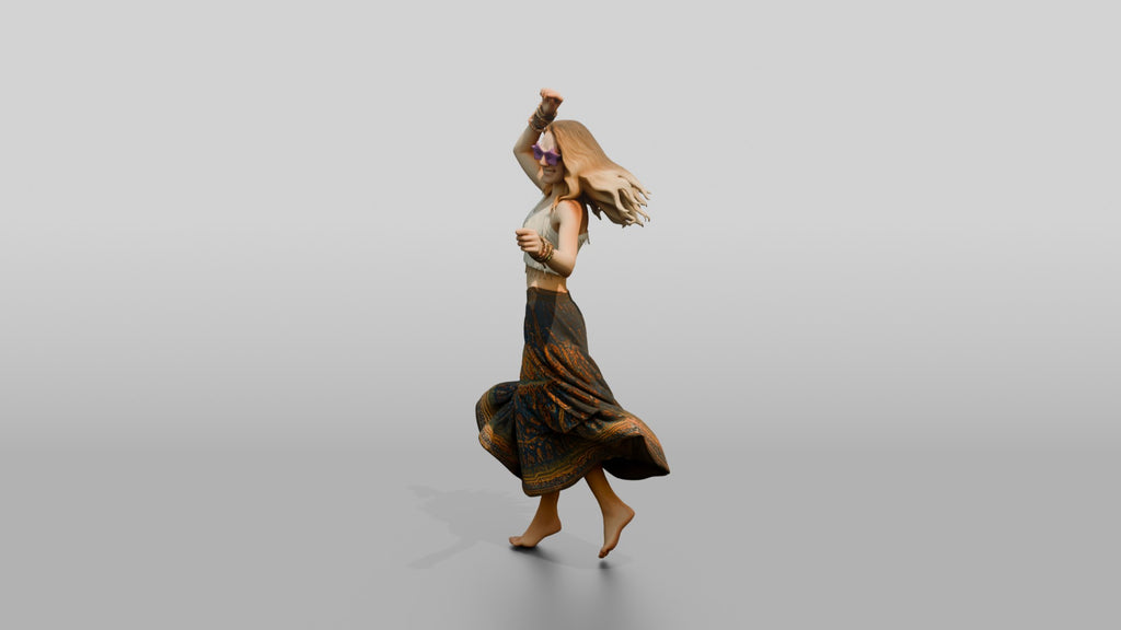 Festival Dancer in a Patterned Skirt