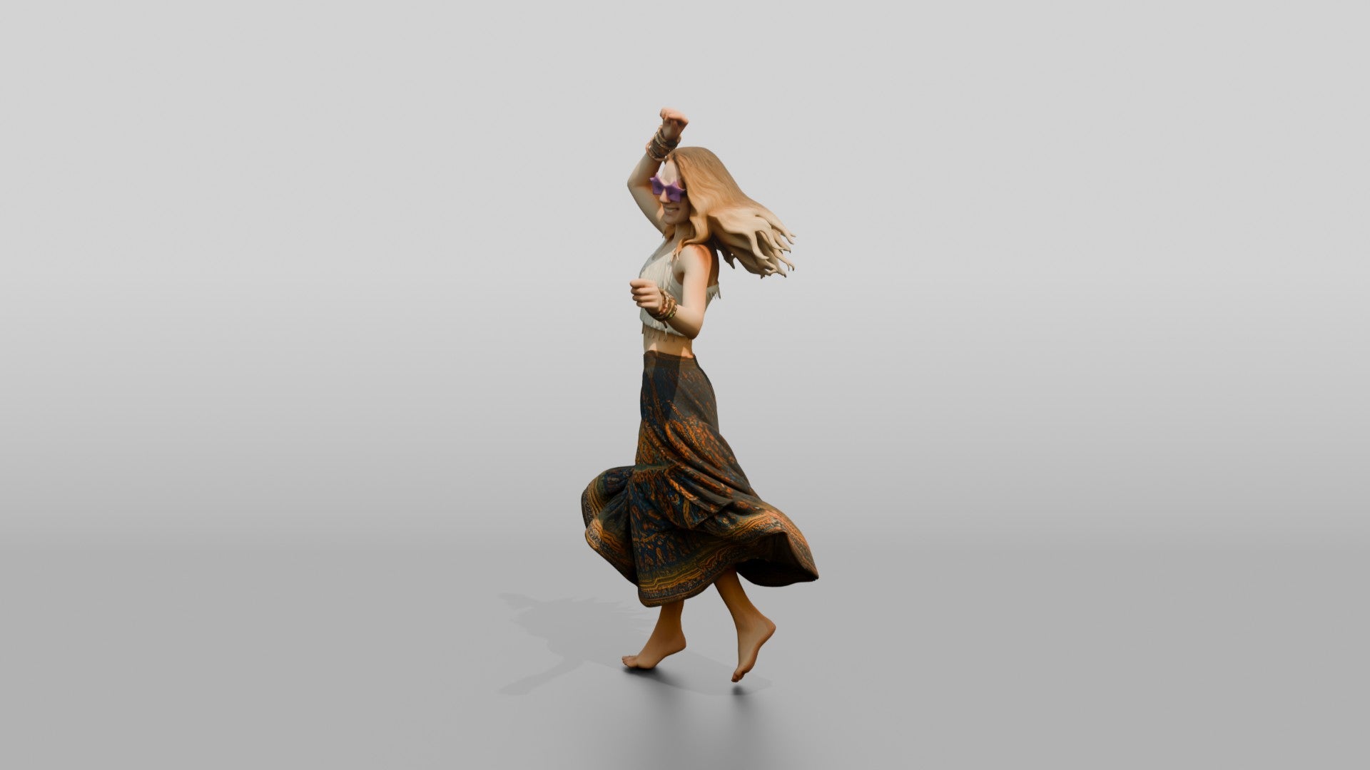 Festival Dancer in a Patterned Skirt