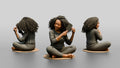 Homeless Woman Sitting Cross-legged While Brushing Out Her Hair