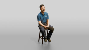 Seated Delivery Worker - 3D character model, view 1