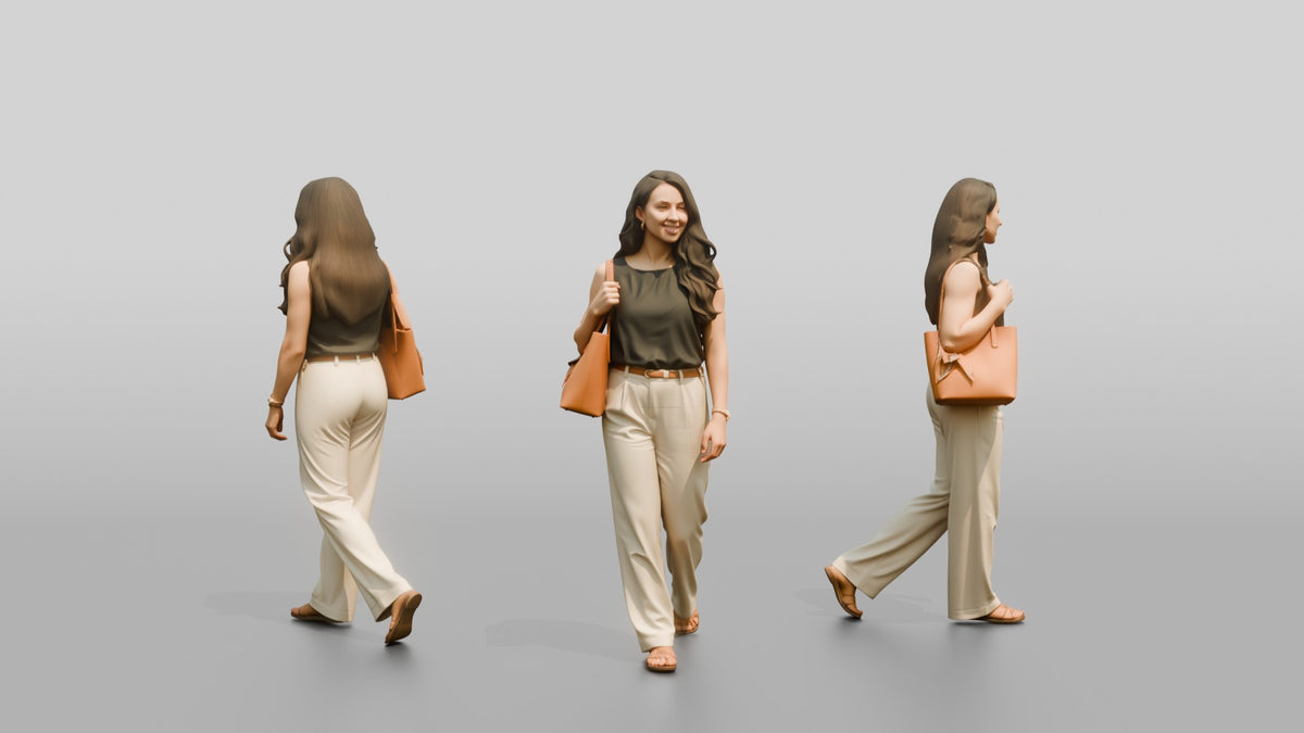 Slim Young Moroccan Woman Window Shopping - 3D character model