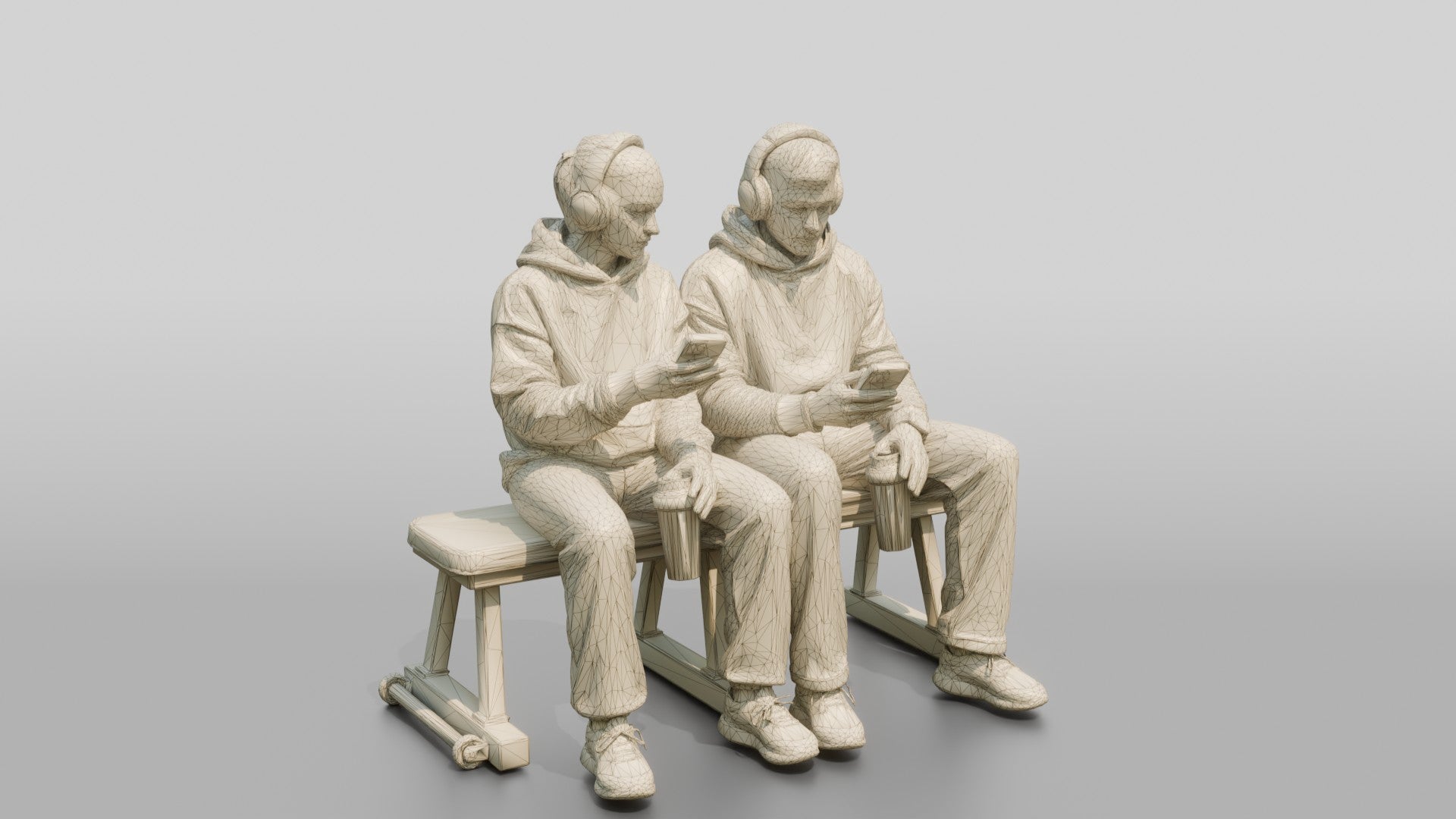 Two Men Sitting on Gym Bench