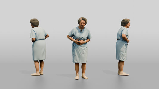Elderly Woman Patient Holding Her Stomach in Pain