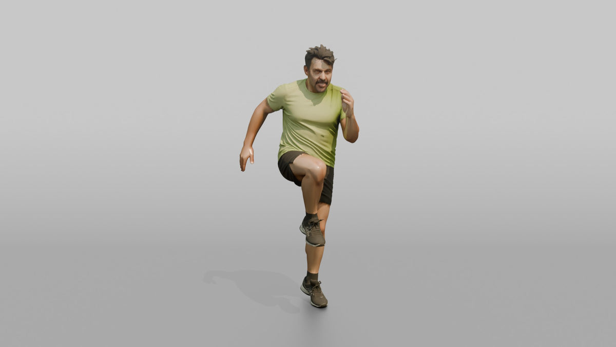 Cardio Athlete Man Doing High Knees In Place - 3D character model, view 5
