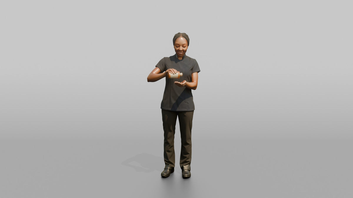 Massage Therapist Man Applying Massage Oil To Open Palms - 3D character model, view 5