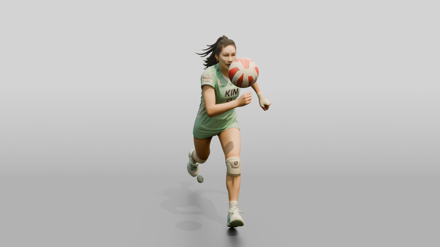 East Asian Female Volleyball Player in Mint Green Jersey