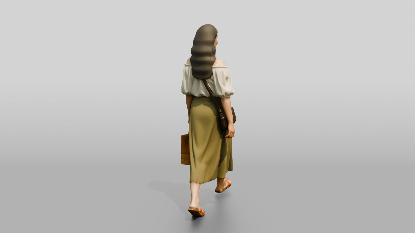 Slender Croatian Woman Carrying a Leather Purse