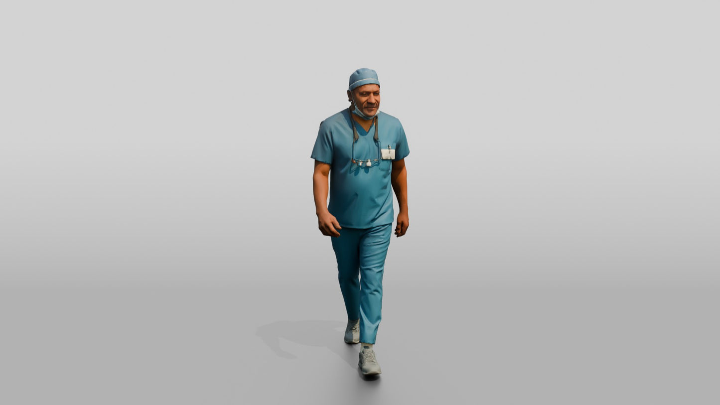 Older Black Man Doctor Walking