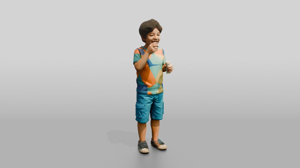 Young Syrian Boy Blowing Bubbles in the Park