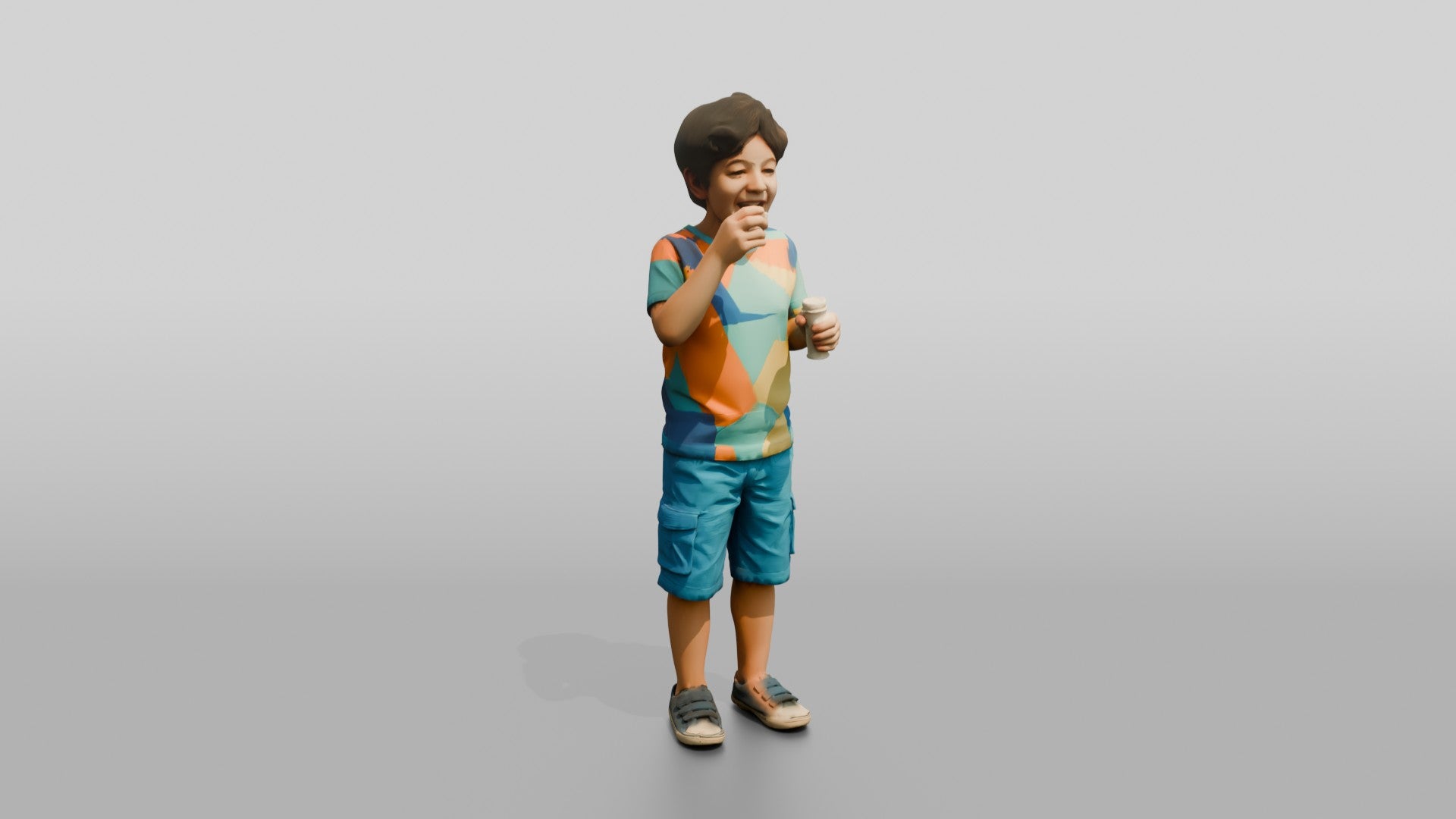 Young Syrian Boy Blowing Bubbles in the Park