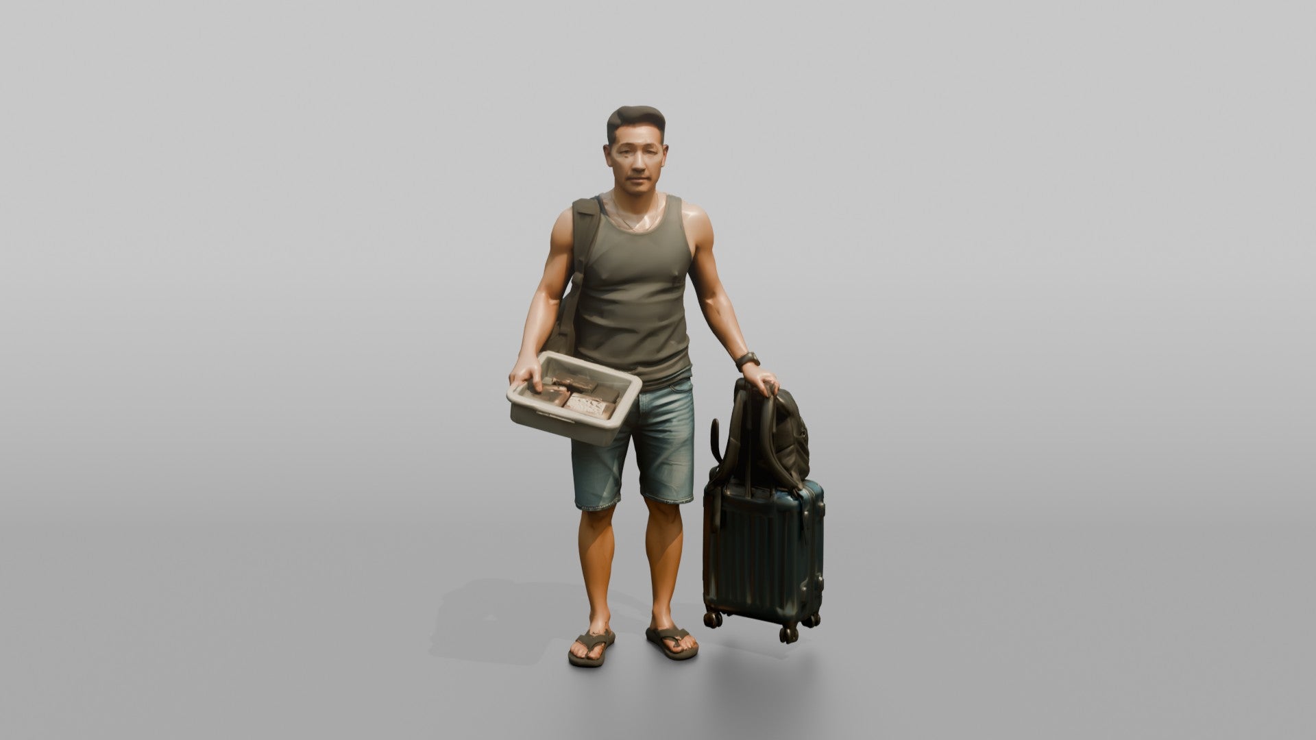 Traveler In A Security Line