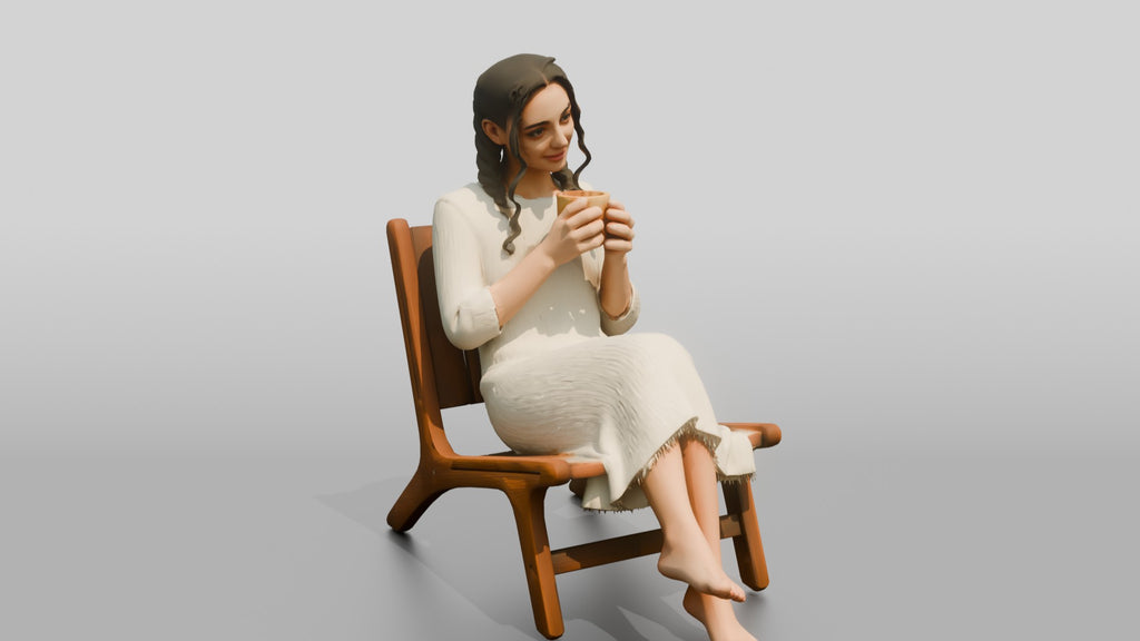 Woman on a Chair Checking Her Phone