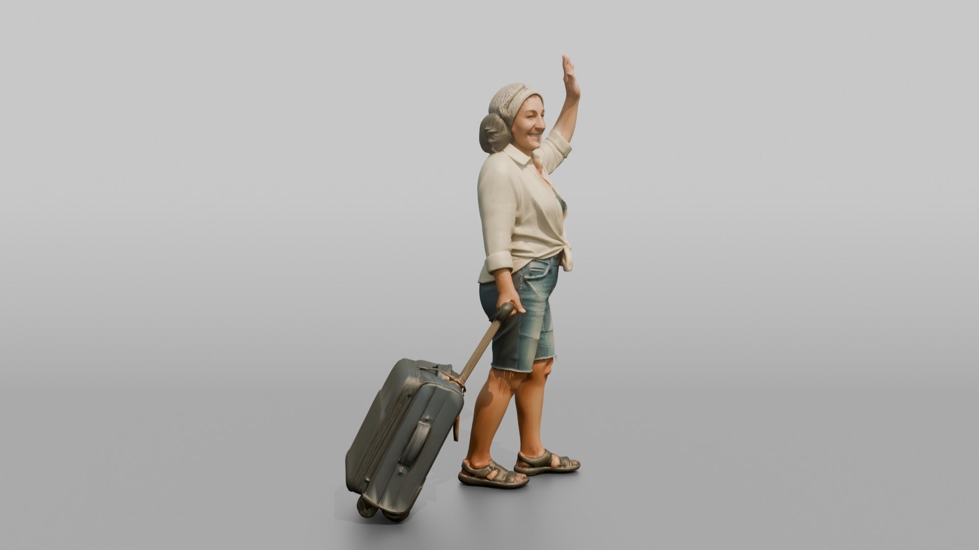 Traveler Waving Goodbye At The Gate