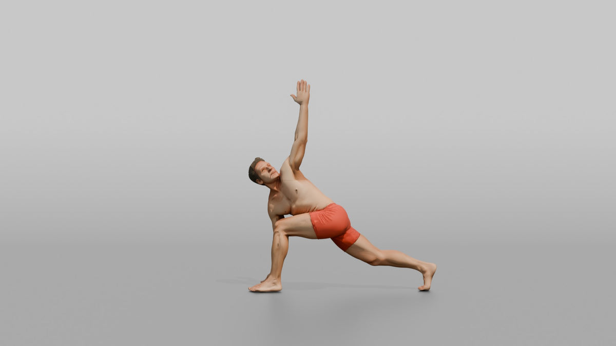 Bodyweight Athlete Man In A Low Lunge With A Twist - 3D character model, view 5