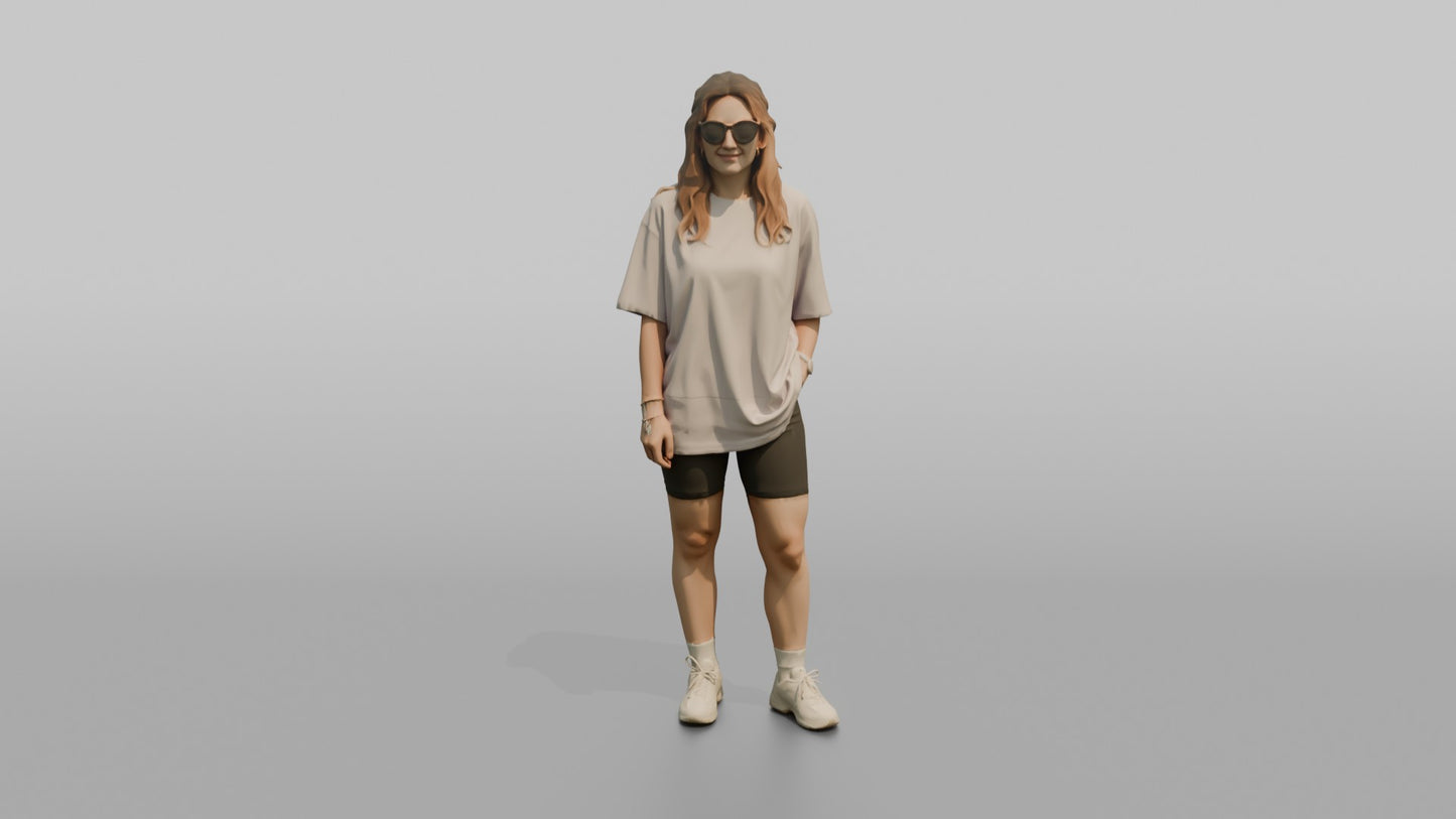 Woman Standing in a Pastel Oversized T-Shirt