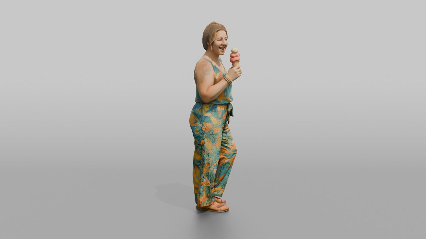 Vacationer Wearing Colorful Summer Jumpsuit