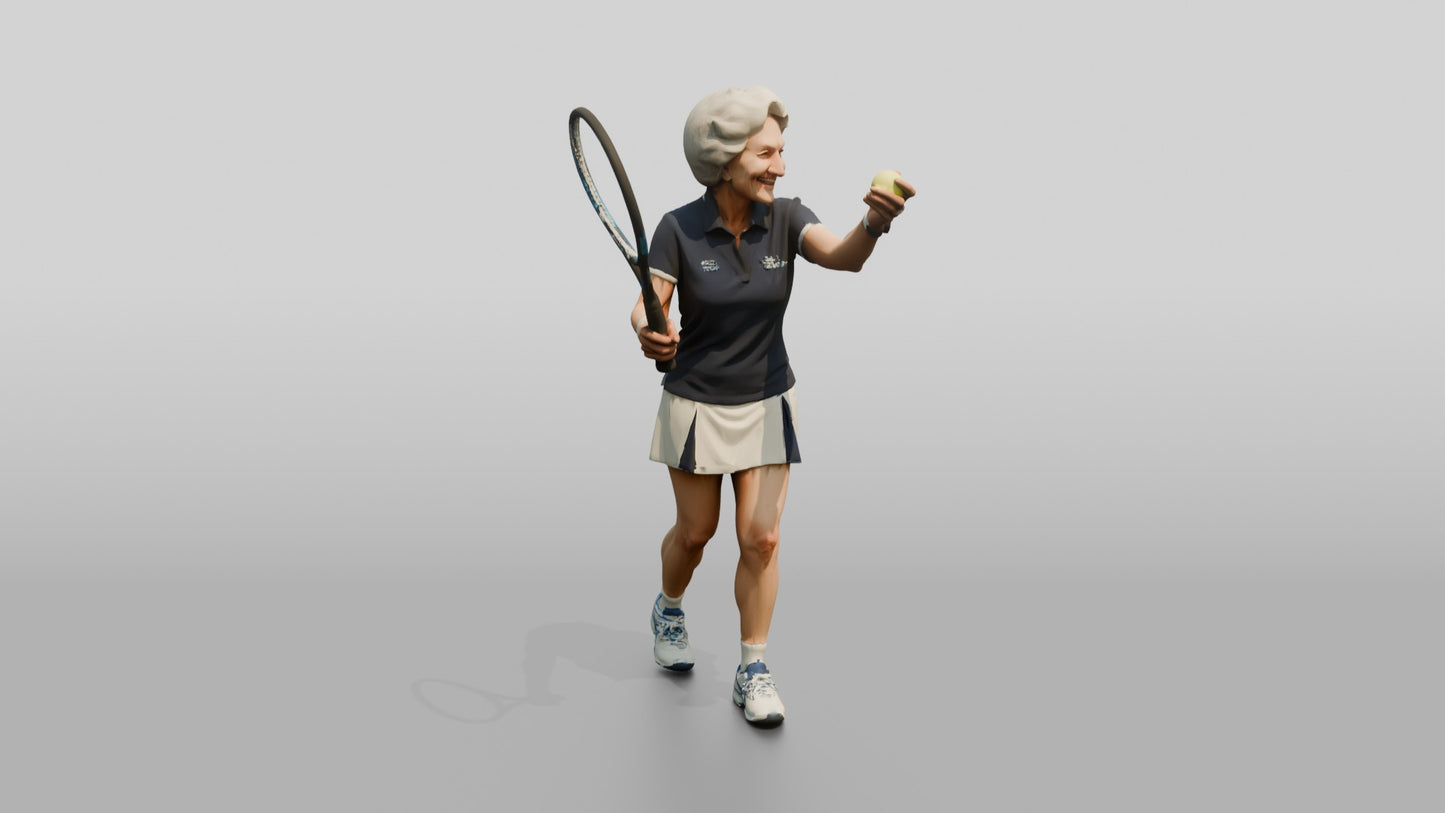 Senior Female Tennis Player Preparing to Serve