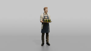 Bartender Man Holding A Tray Of Shot Glasses - 3D character model