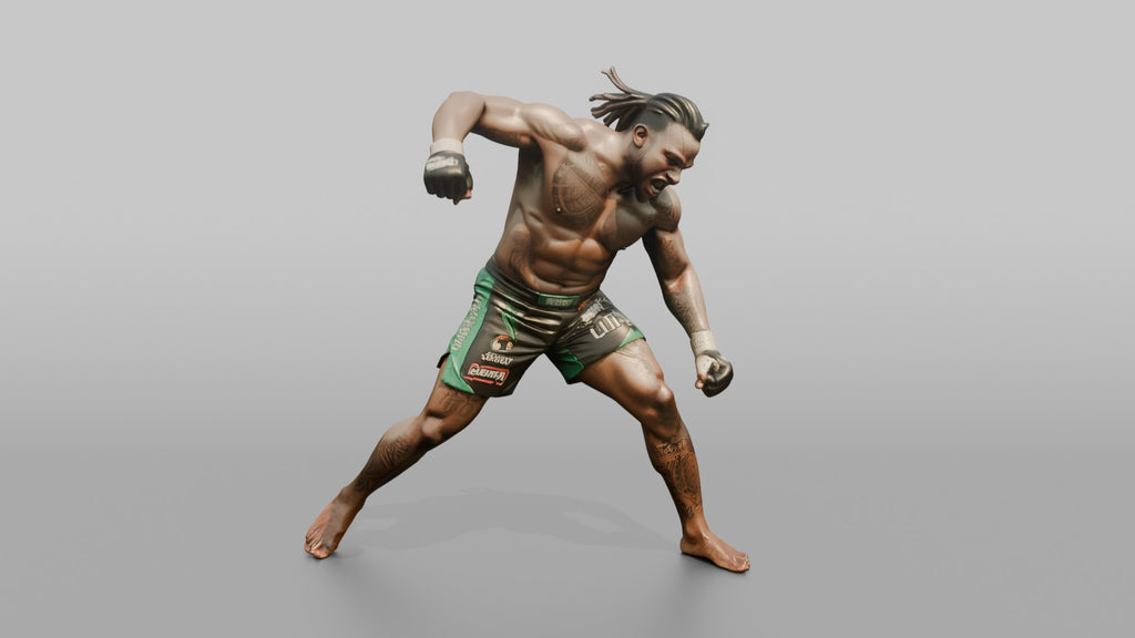 MMA Fighter Sweeping Hammerfist Strike Downward