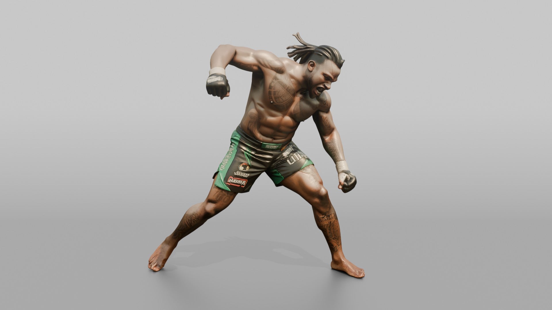 MMA Fighter Sweeping Hammerfist Strike Downward