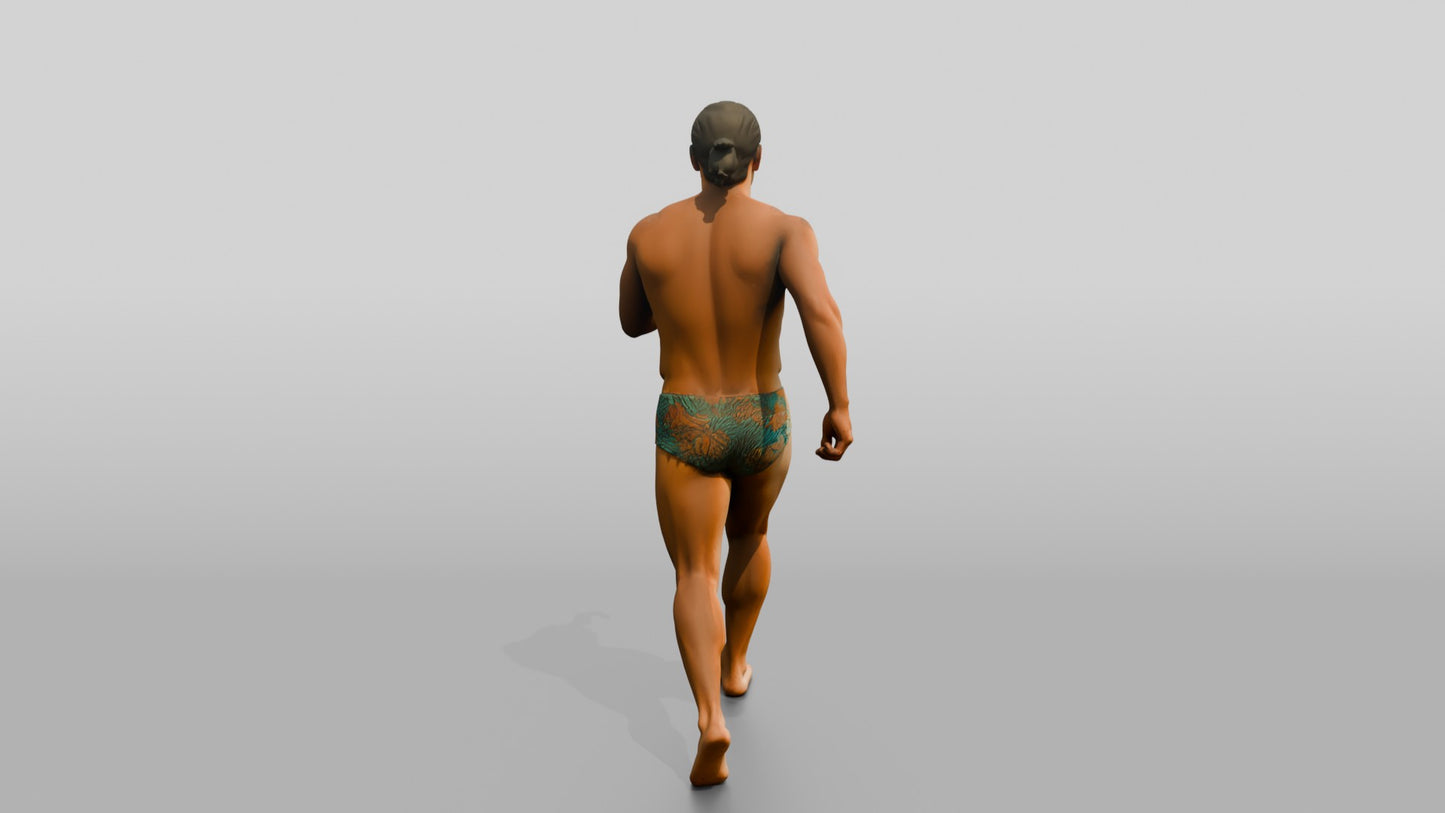 Mestizo Man Striding Forward on the Beach