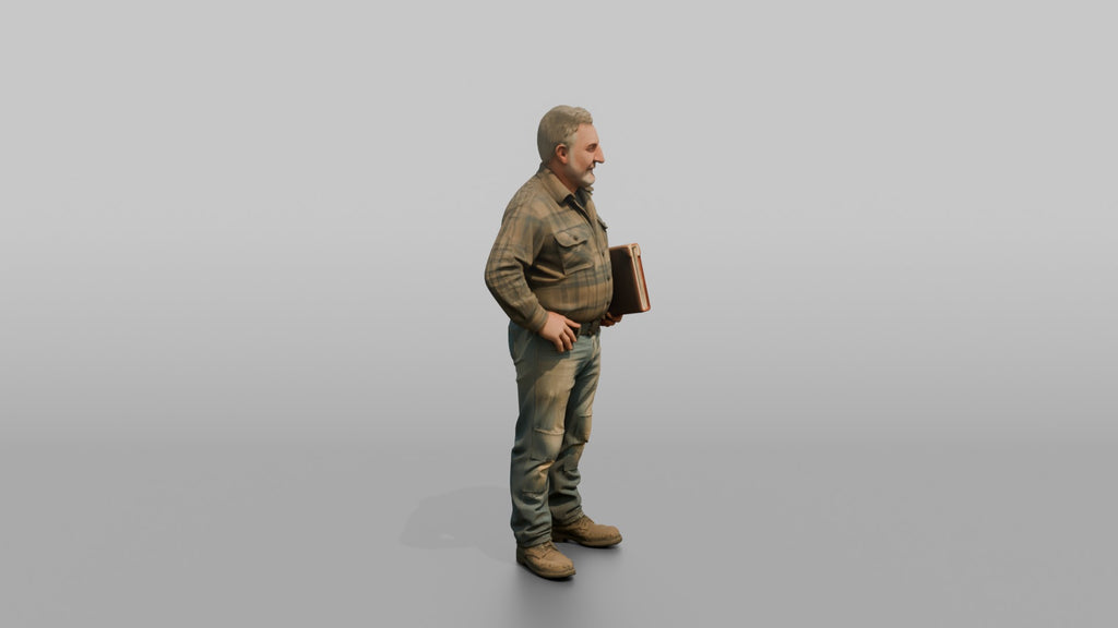 Farmer Standing Hands On Hips Holding Leather