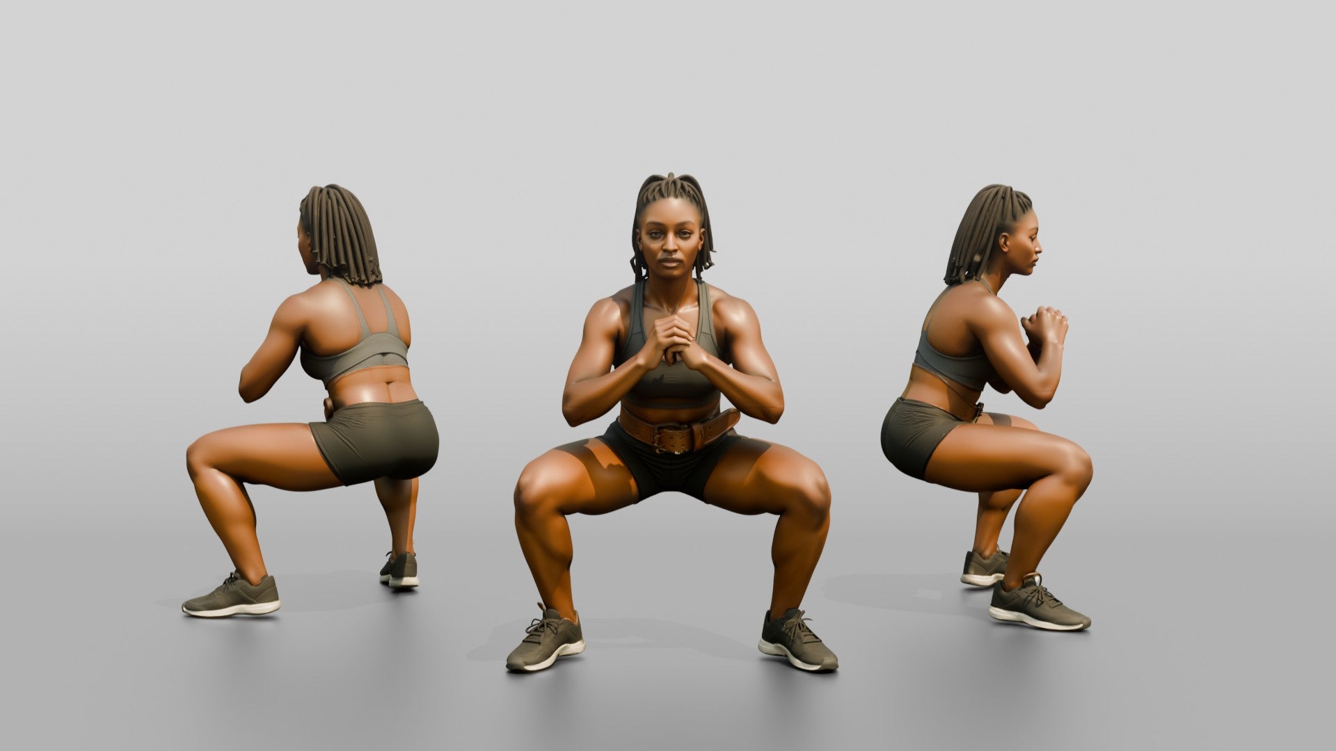 Woman in Squat with Sports Bra