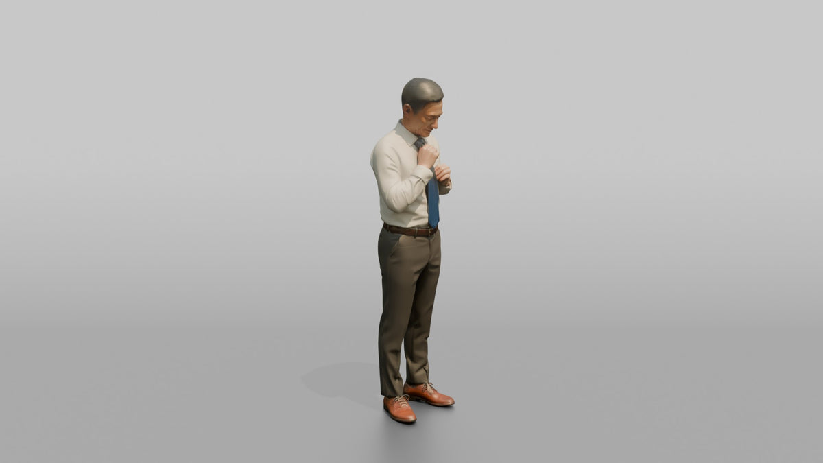 Father Adjusting His Necktie With Both Hands - 3D character model