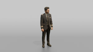 Black Flight Attendant Checking an iPad - 3D character model, view 1