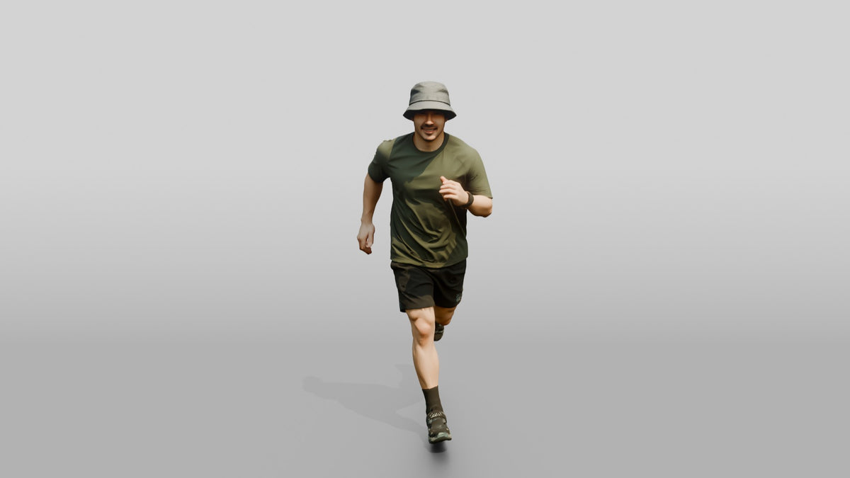 Man Swinging Arms in Beach Jog - 3D character model, view 5