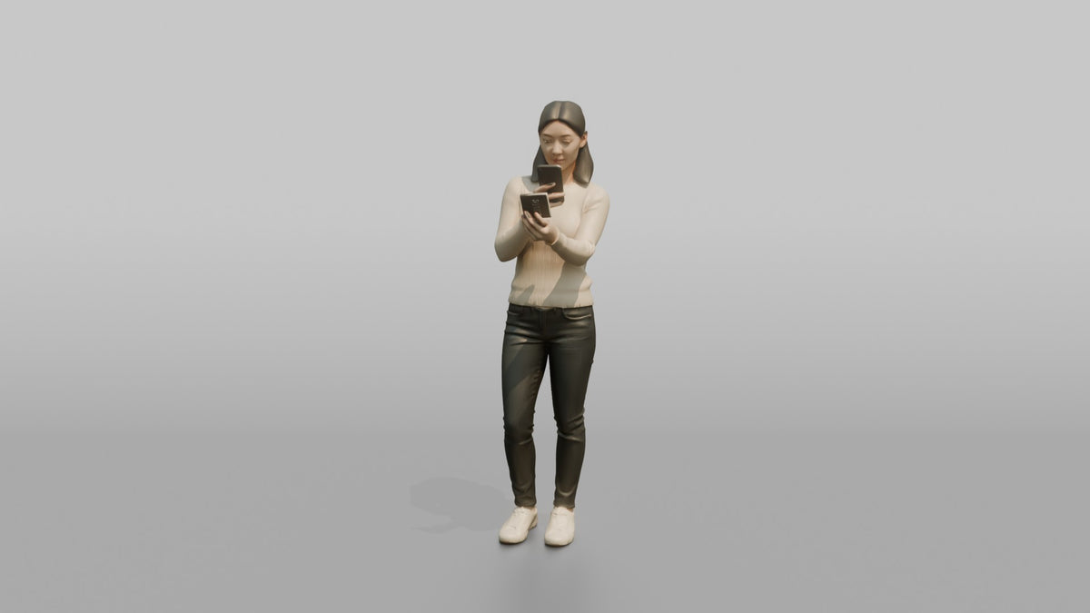 Woman Customer Taking A Photo Of A Price Tag With Her Phone - 3D character model