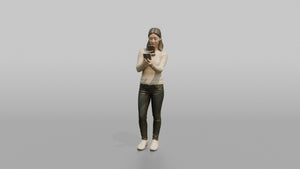 Woman Customer Taking A Photo Of A Price Tag With Her Phone - 3D character model