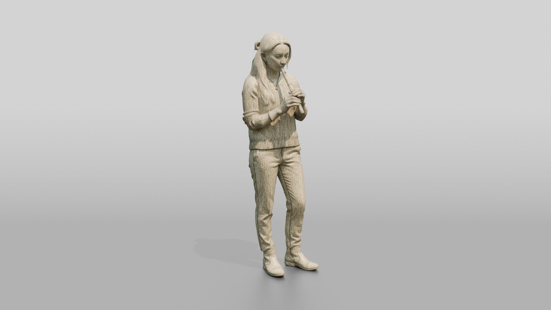 Tin Whistle Player with Silver Whistle