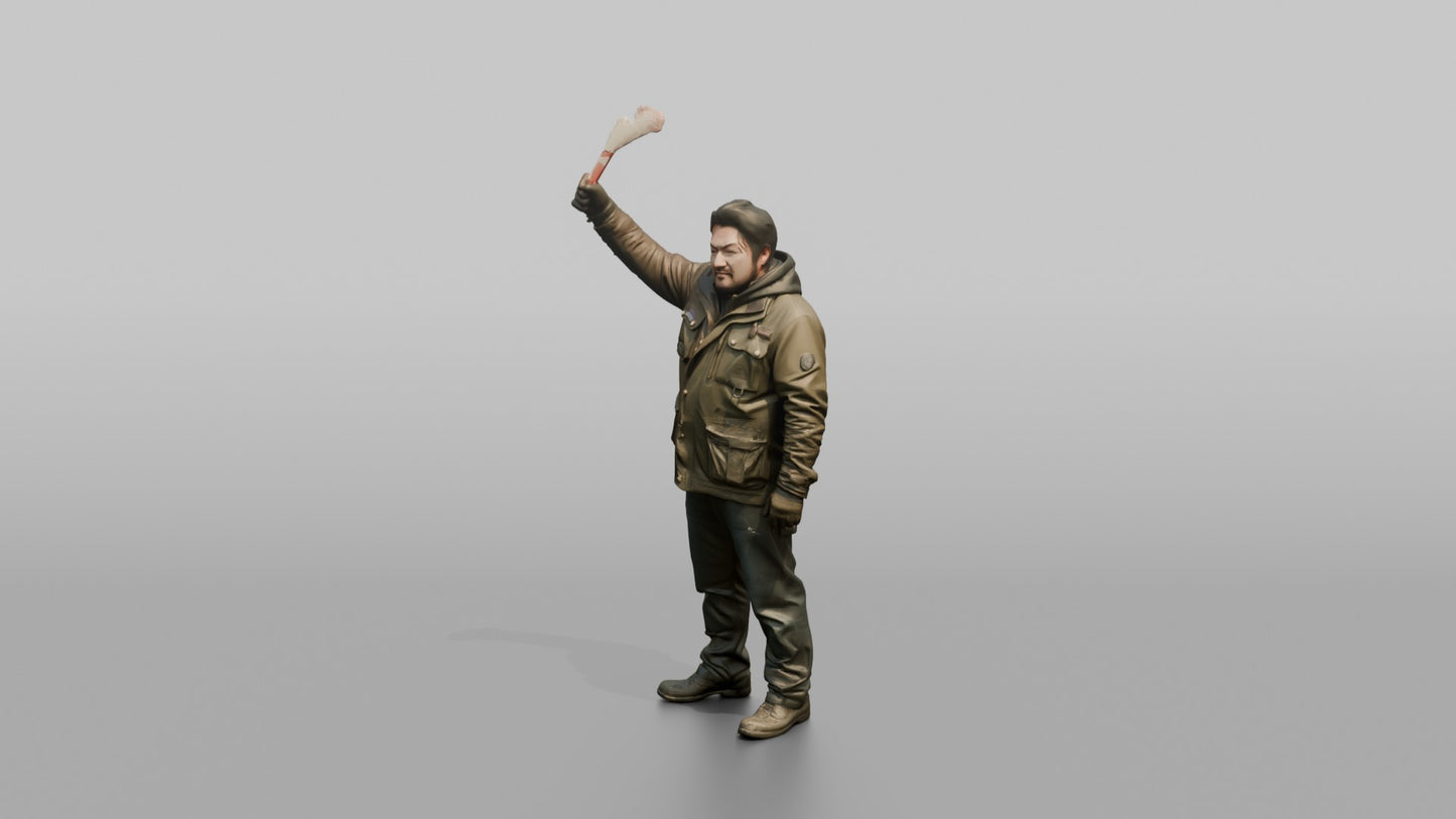 Protester Man Waving a Flare
